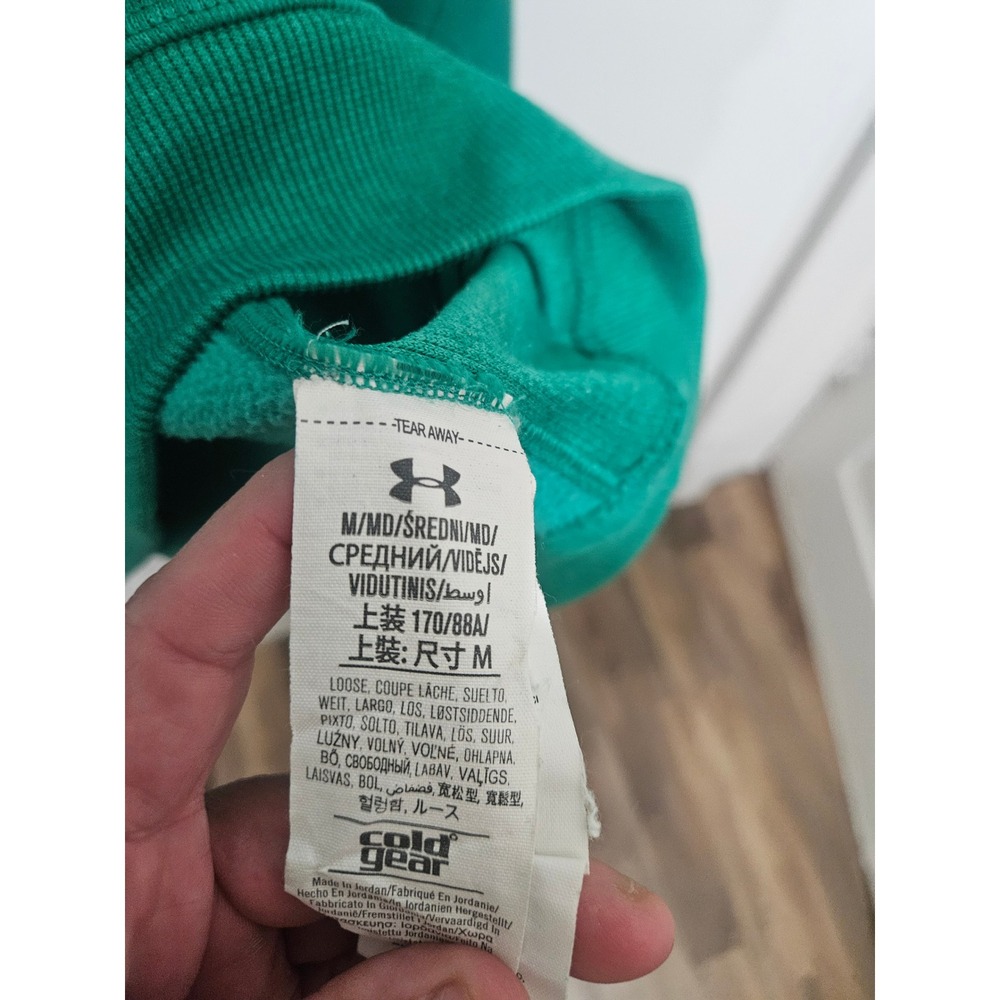 Under Armour ColdGear Mens Quarter Zip Pullover Green Heather Loose Fit Medium - Picture 3 of 7